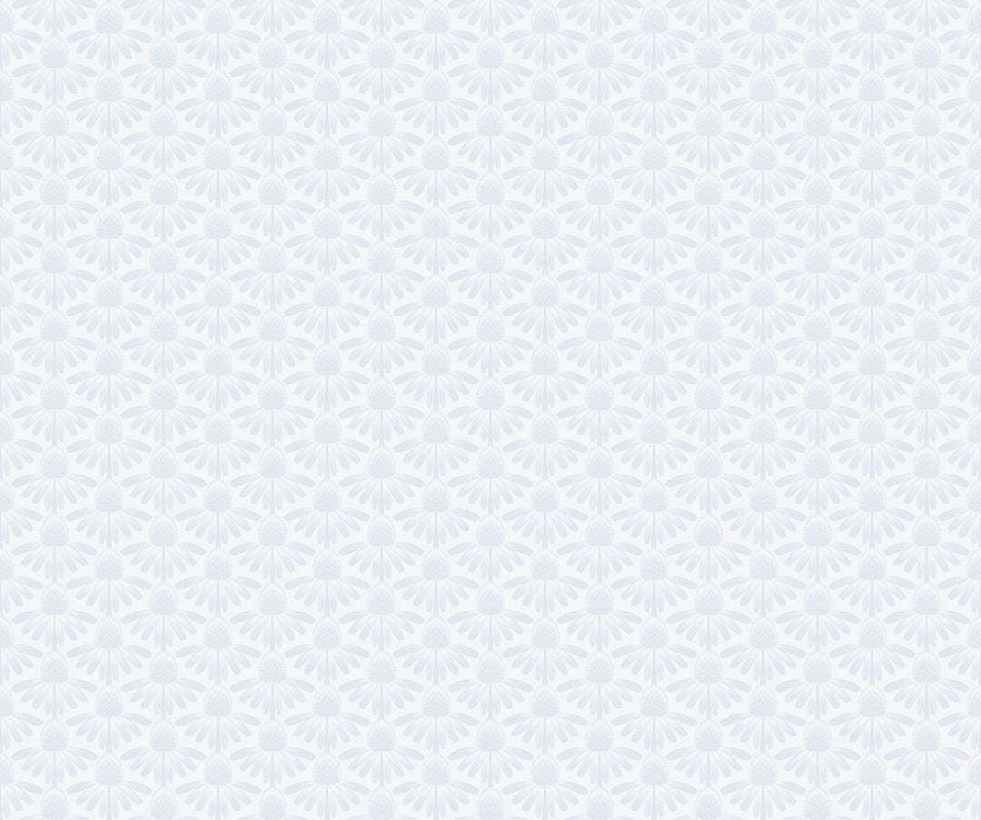 pattern of very light blue flower son a white background