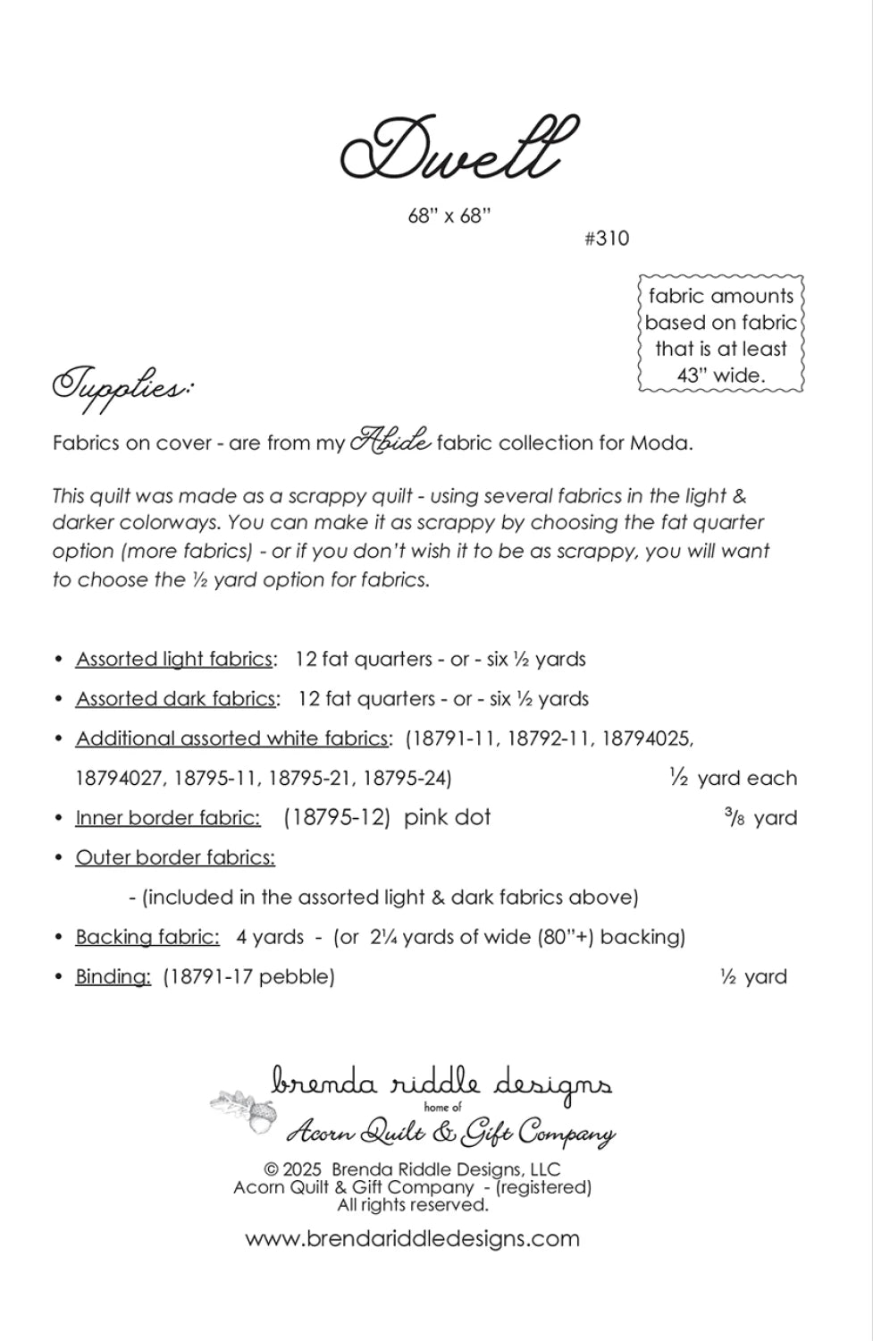 Dwell Quilt Pattern - AQG310