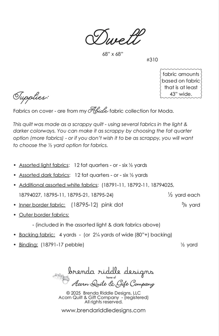 Dwell Quilt Pattern - AQG310