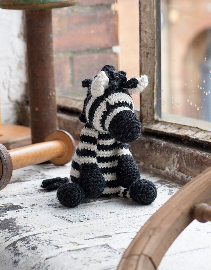 Adorable stuffed crocheted zebra