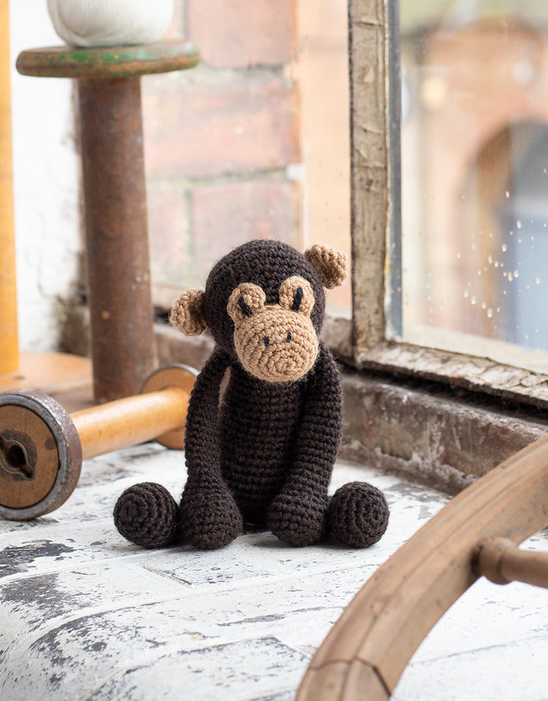 Adorable Benedict the Chimpanzee crocheted stuffed animal
