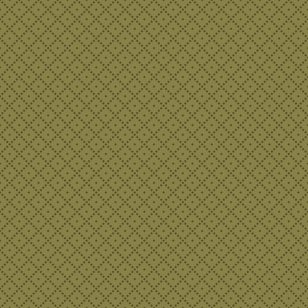 Green patterned background with small black dots
