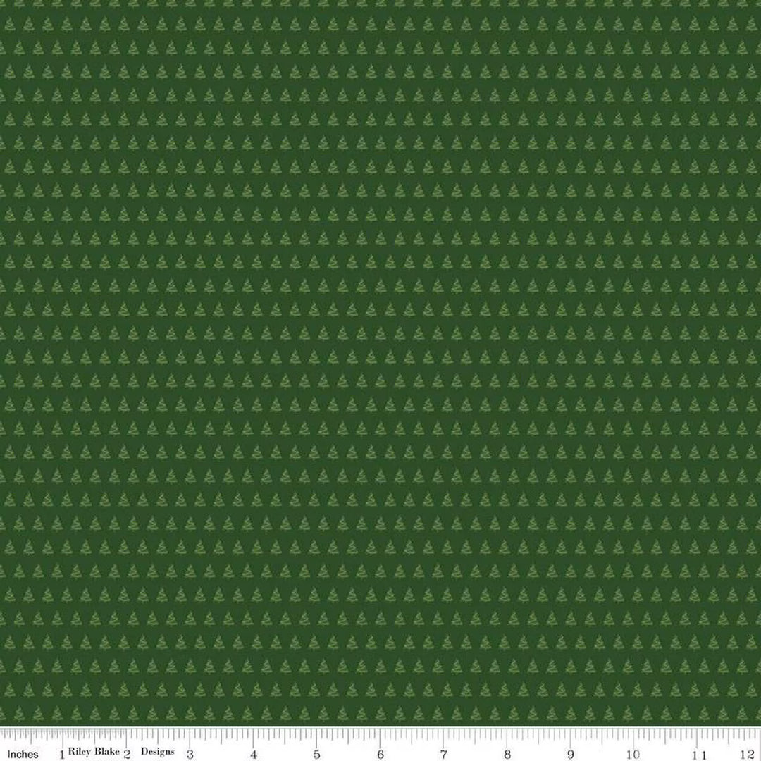 Green fabric with small tree pattern