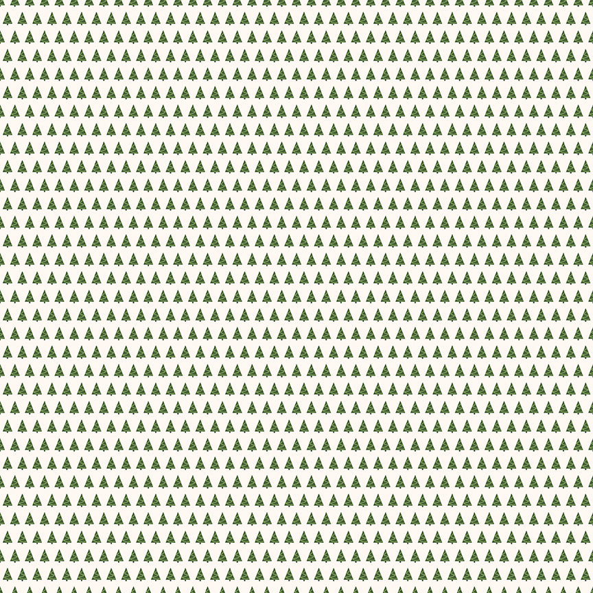 Pattern of green Christmas trees on a white background