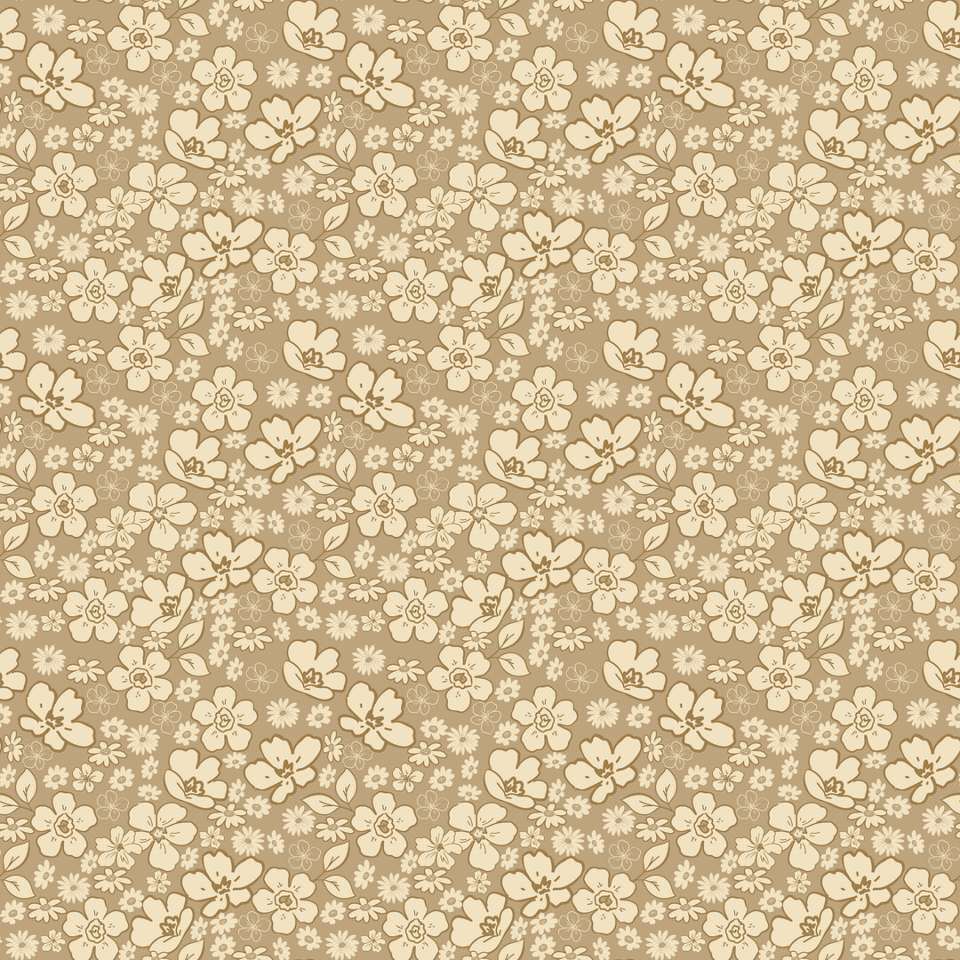 Floral pattern with small flowers on a beige background