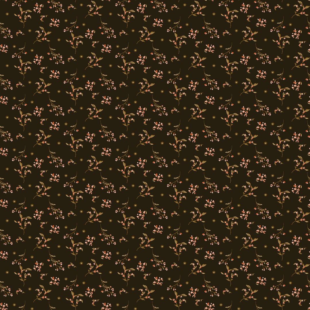 Small floral pattern on a dark brown background