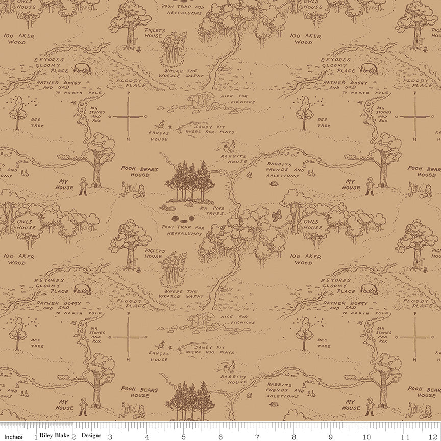 Brown background with Hundred Acre Woods background