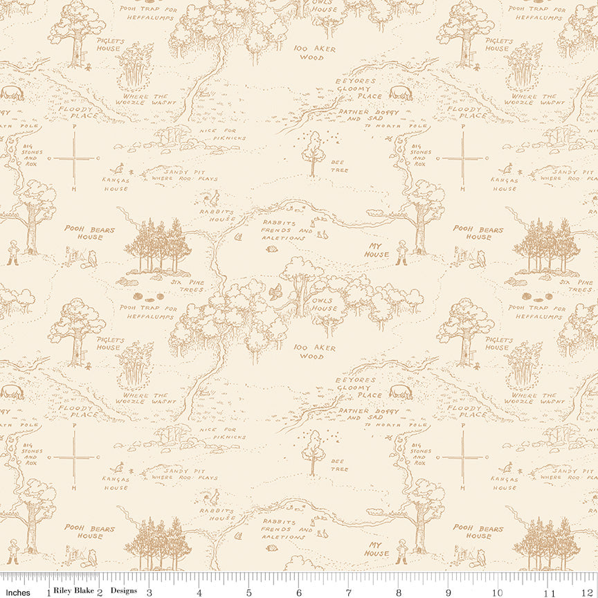 Cream background with Hundred Acre Woods map