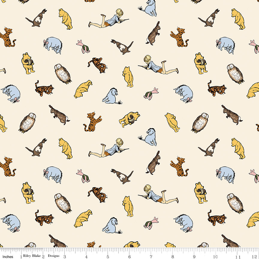 Cream background with Winnie the Pooh characters