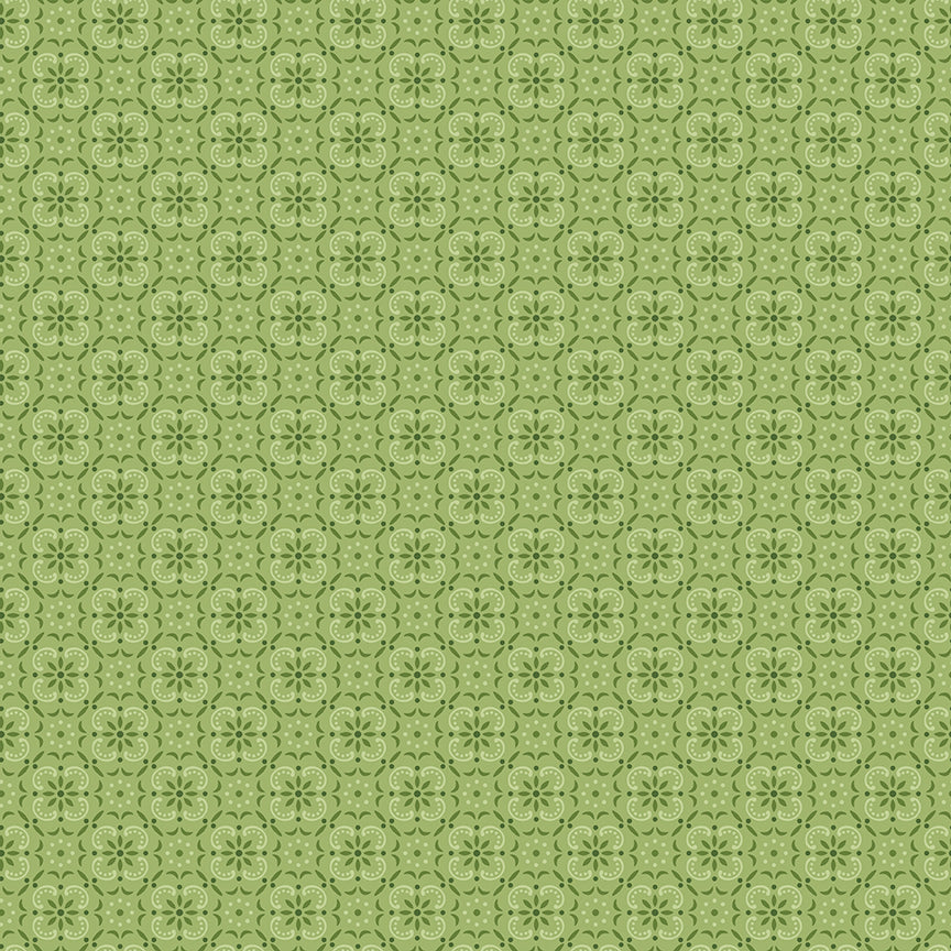 This print features a bandana medallion pattern in green