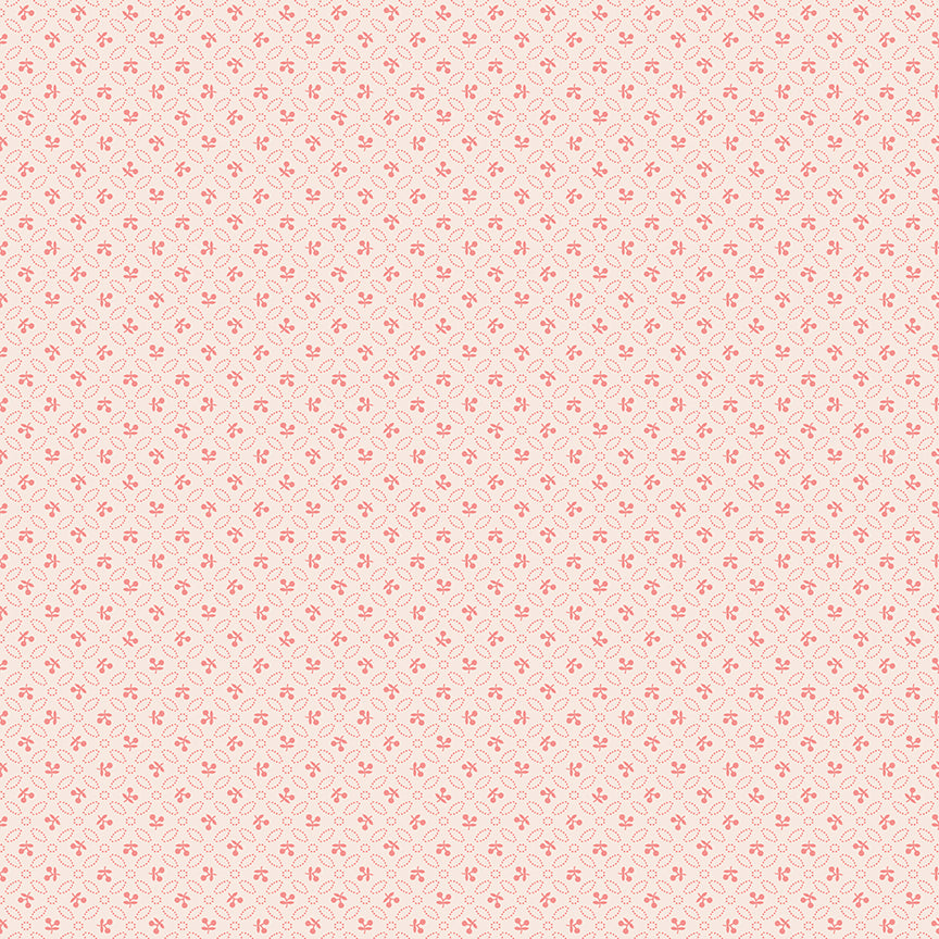 This print features a lattice pattern with cherries in the center.