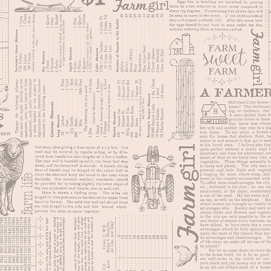 This text print features farming ads, sayings, and illustrations.