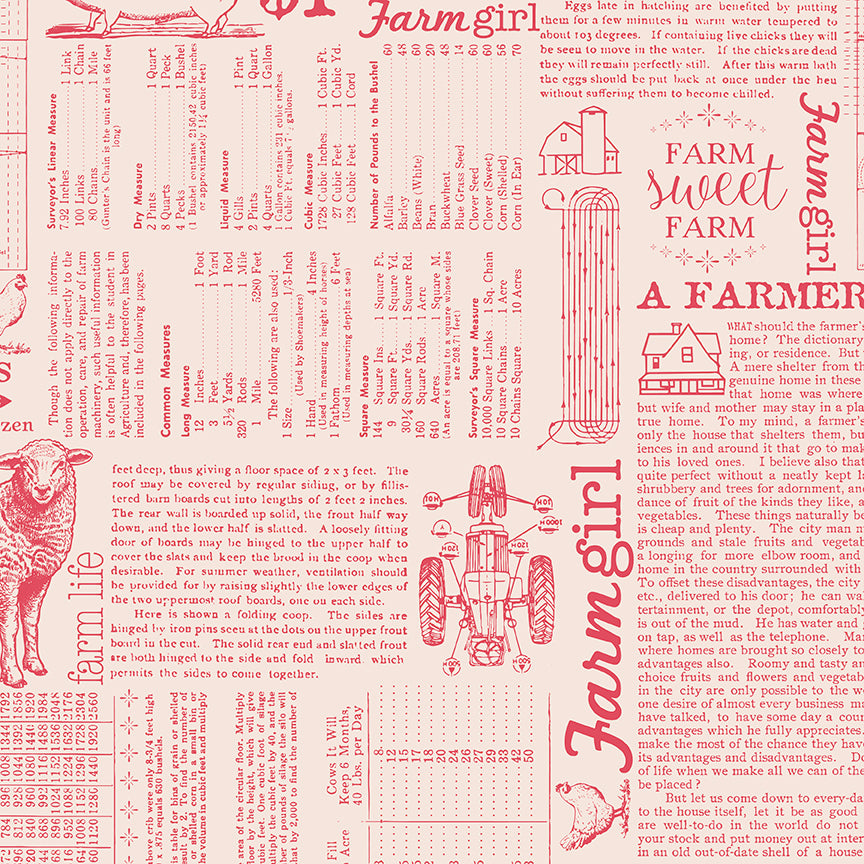 This text print features farming ads, sayings, and illustrations.