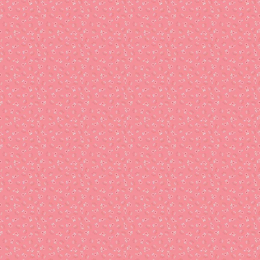 Pink background with small white floral pattern