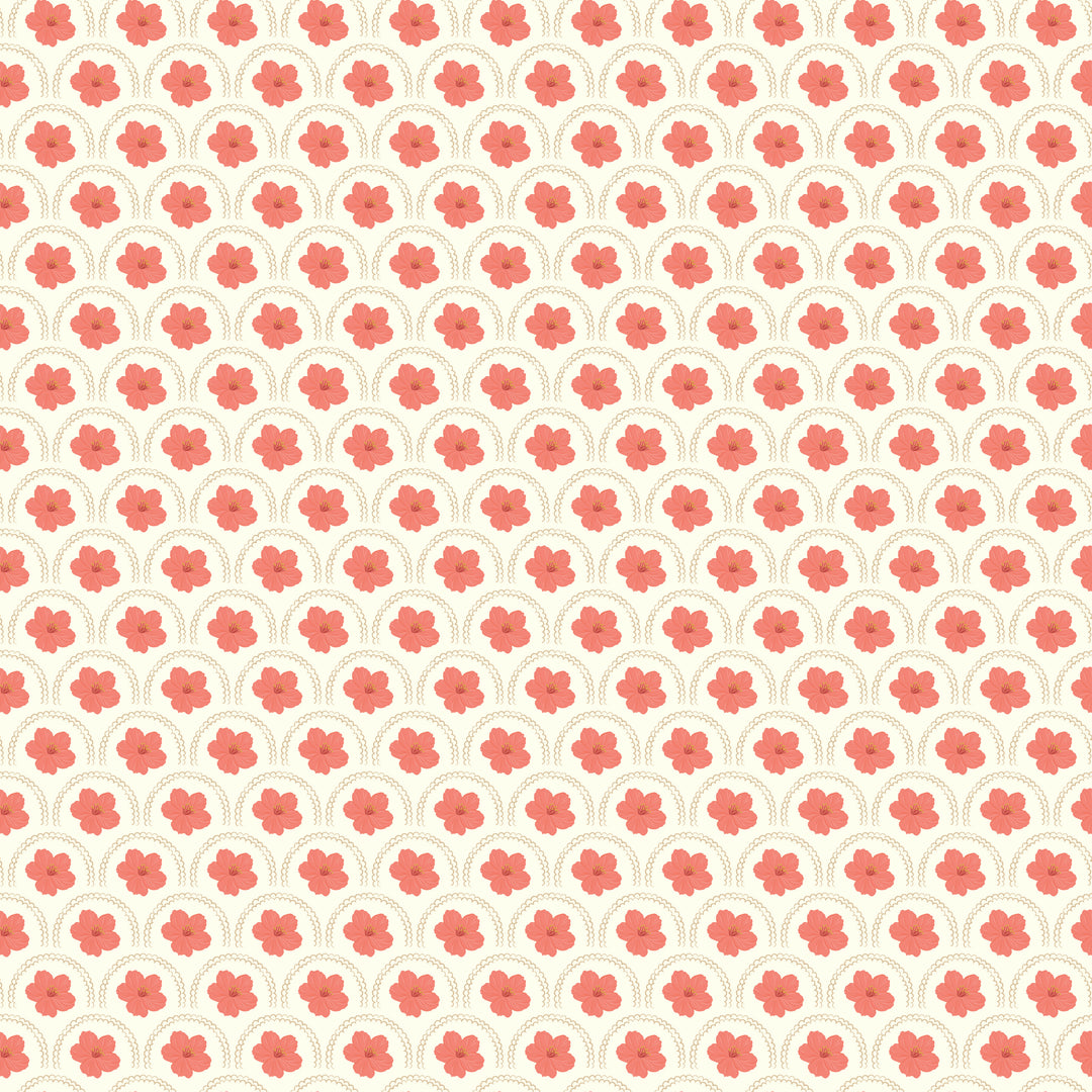 Pattern of pink flowers on a beige background