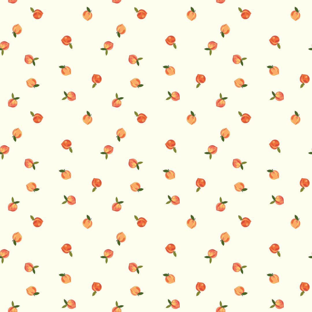 Pattern of small red and yellow flowers on a white background
