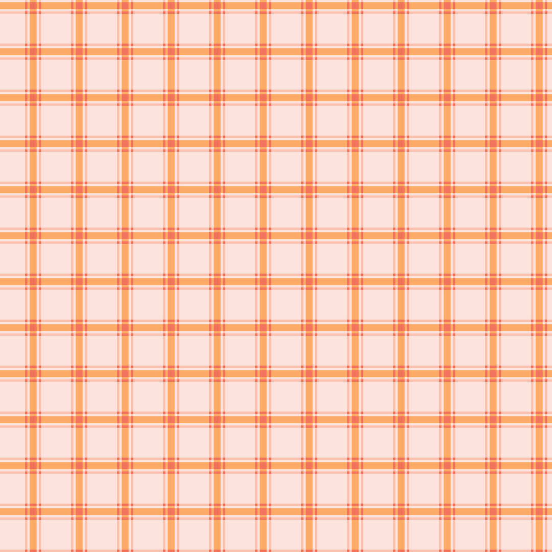 Plaid pattern with orange and white colors on a checkered background
