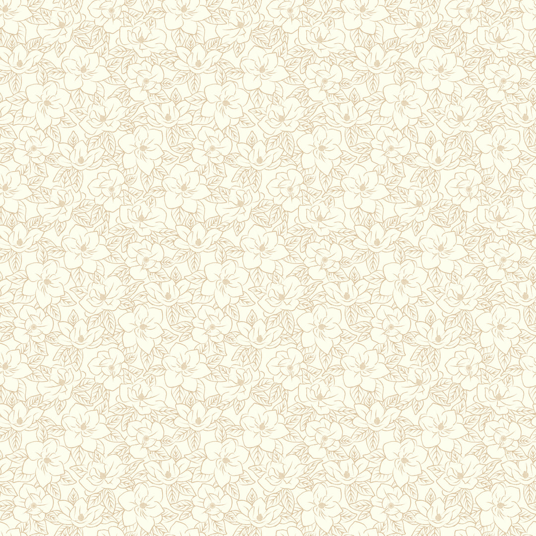 Beige magnolia patterned fabric