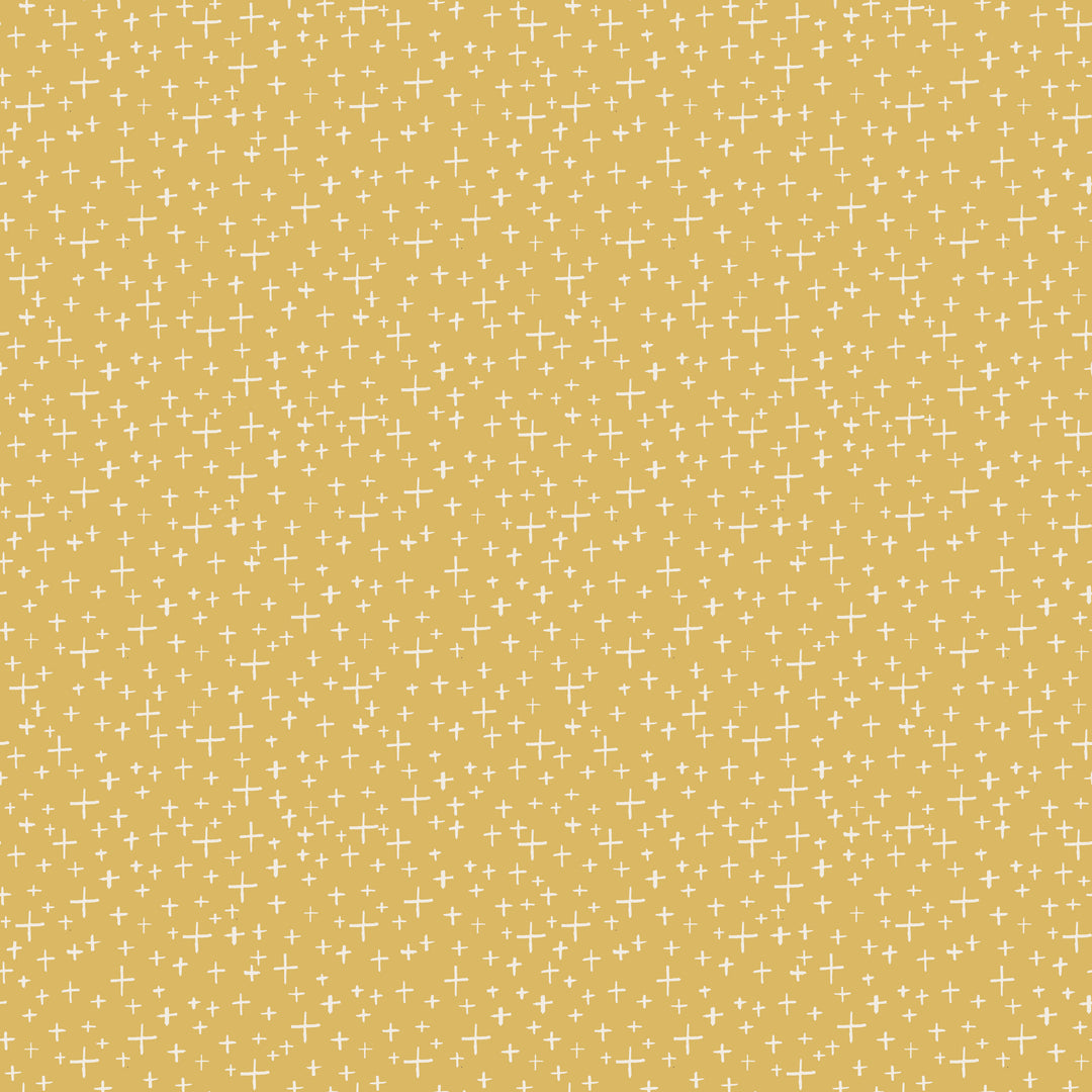 Pattern of white crosses on a yellow background