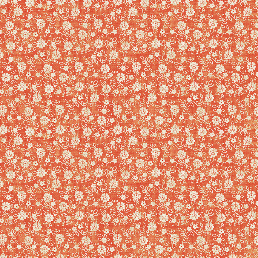 Small floral pattern on a red-orange background
