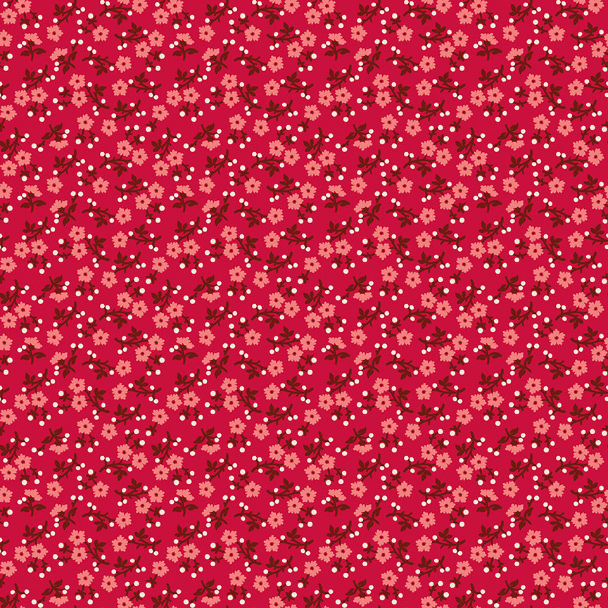 Small floral pattern on a red background