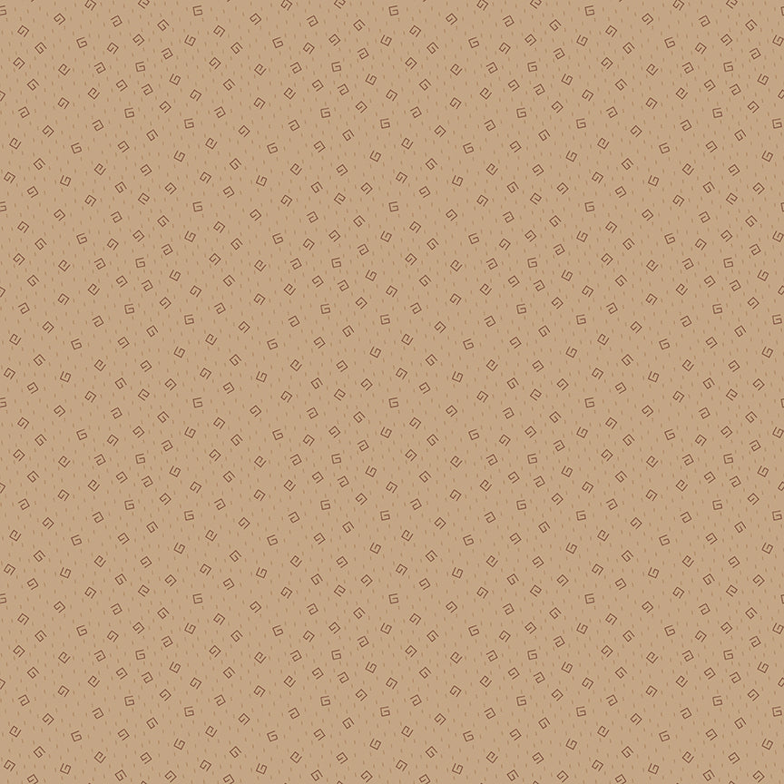 Brown patterned fabric with small geometric shapes