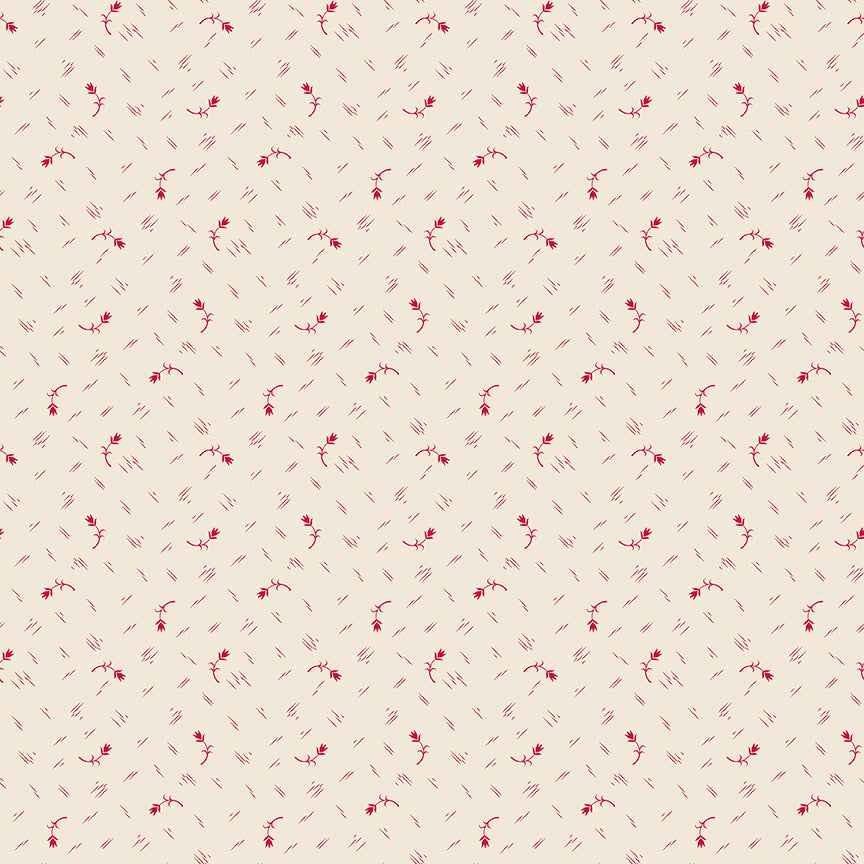 Red floral pattern on a beige background