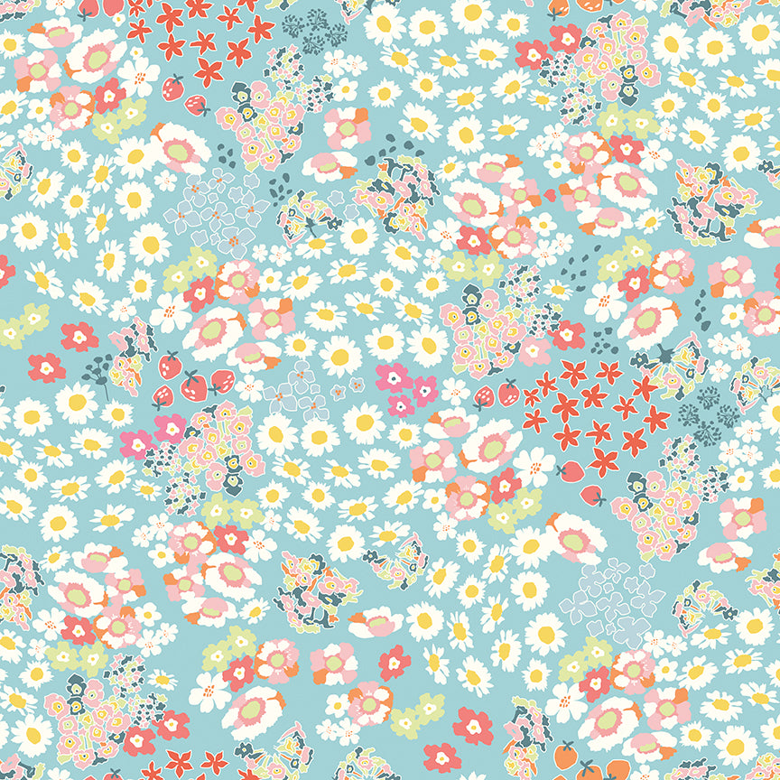 Cotton Nook - Flowerbed - Aqua - C17971-AQUA