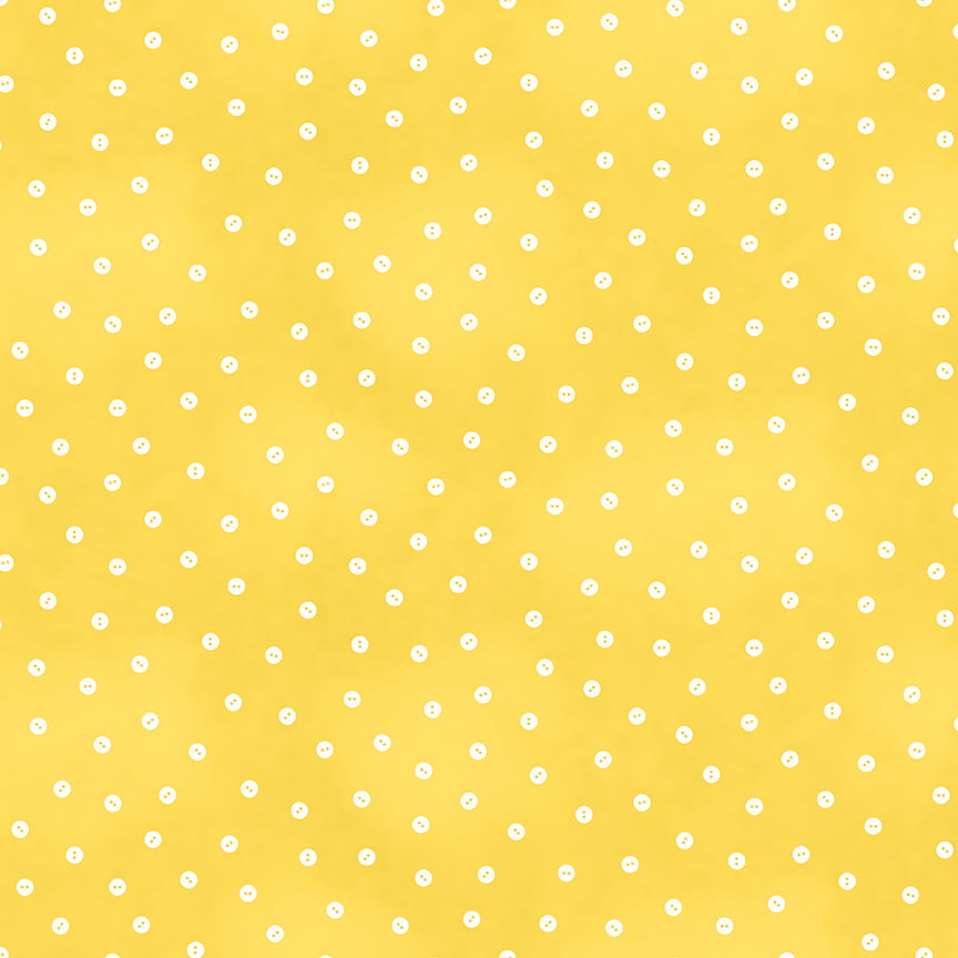 Yellow background with small button white polka dots