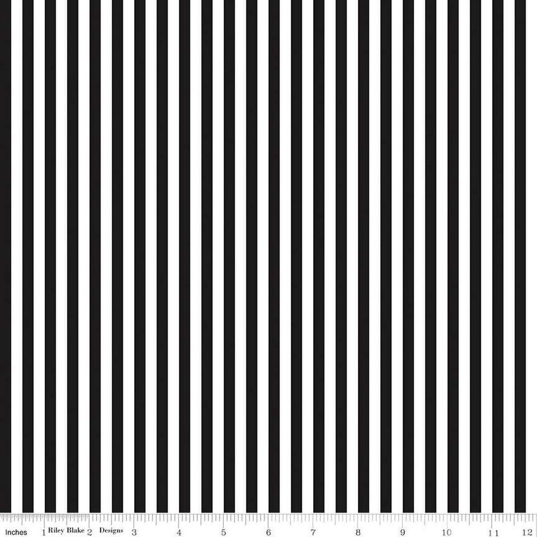 Black and white vertical striped fabric pattern
