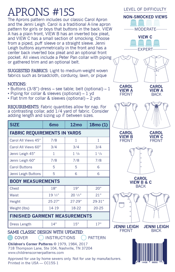 Aprons - 6mo-18mo - #15S