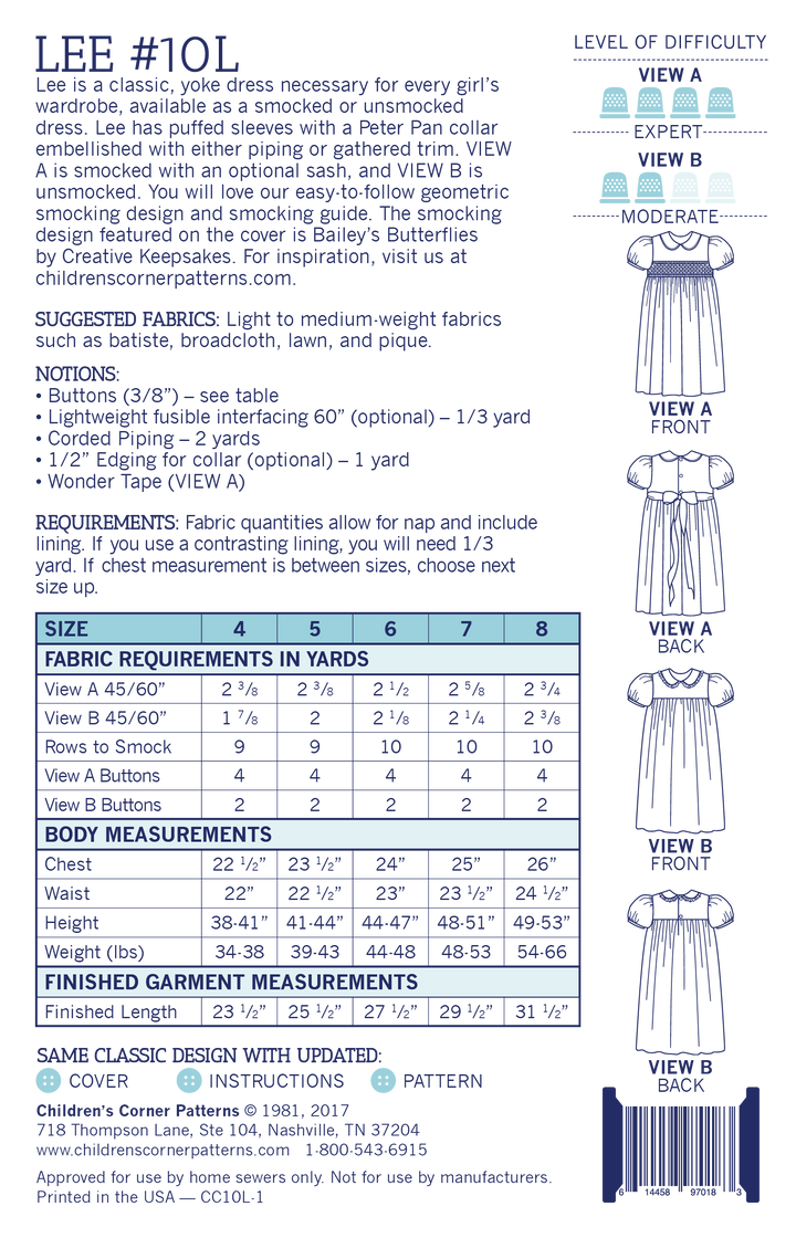 Lee 4-8yrs Pattern
