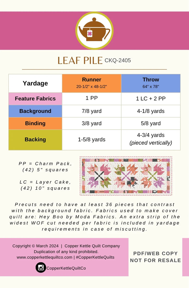 Leaf Pile Quilt Pattern - CKQ-2405