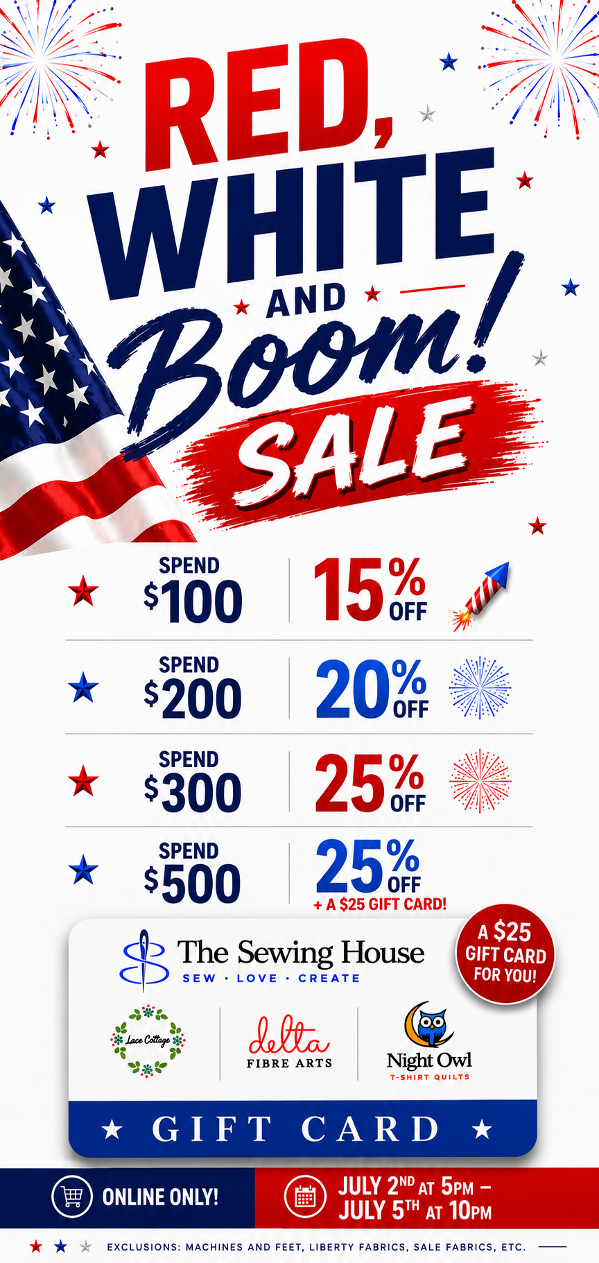Red White and Boom sale for 4th of July