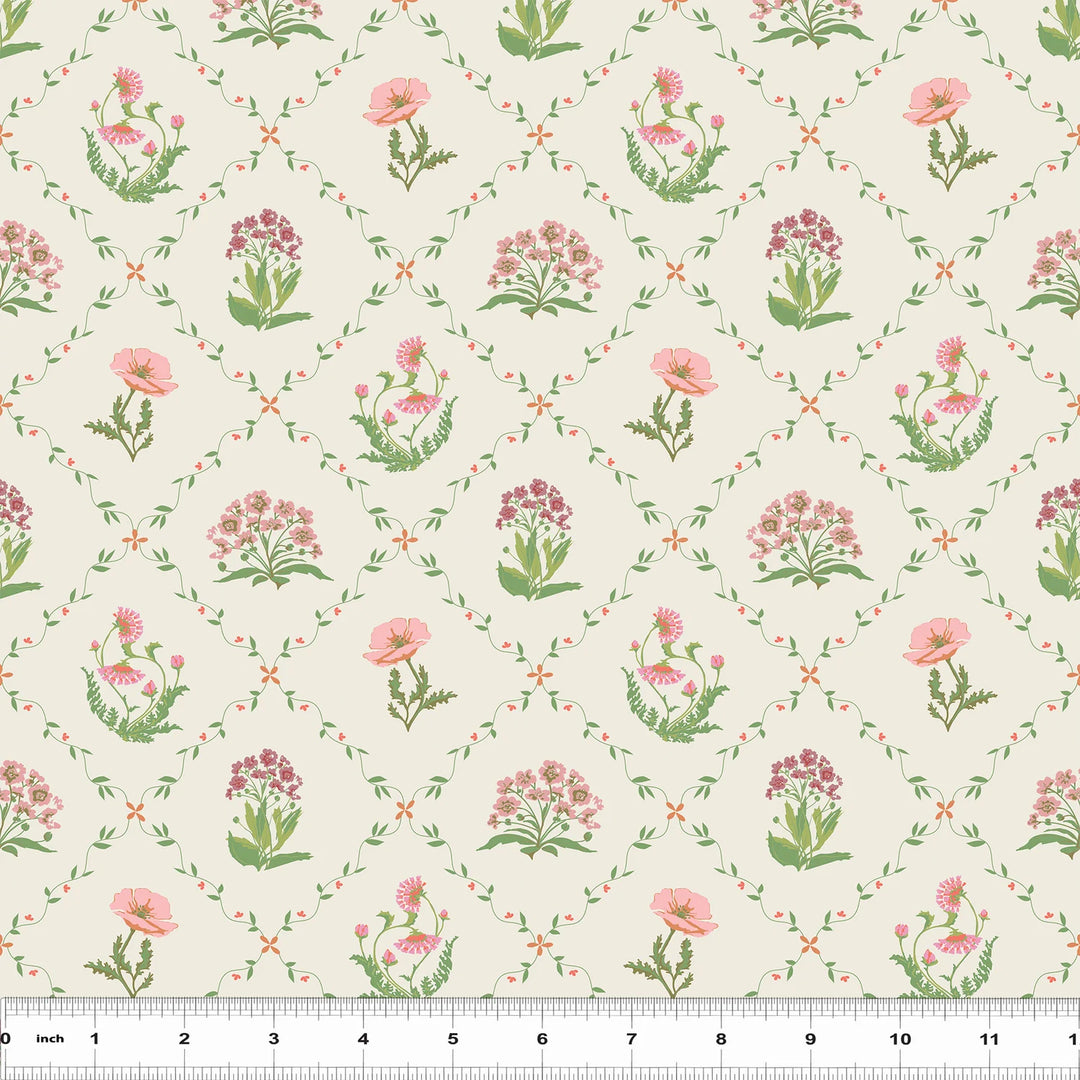 Cream floral damask pattern