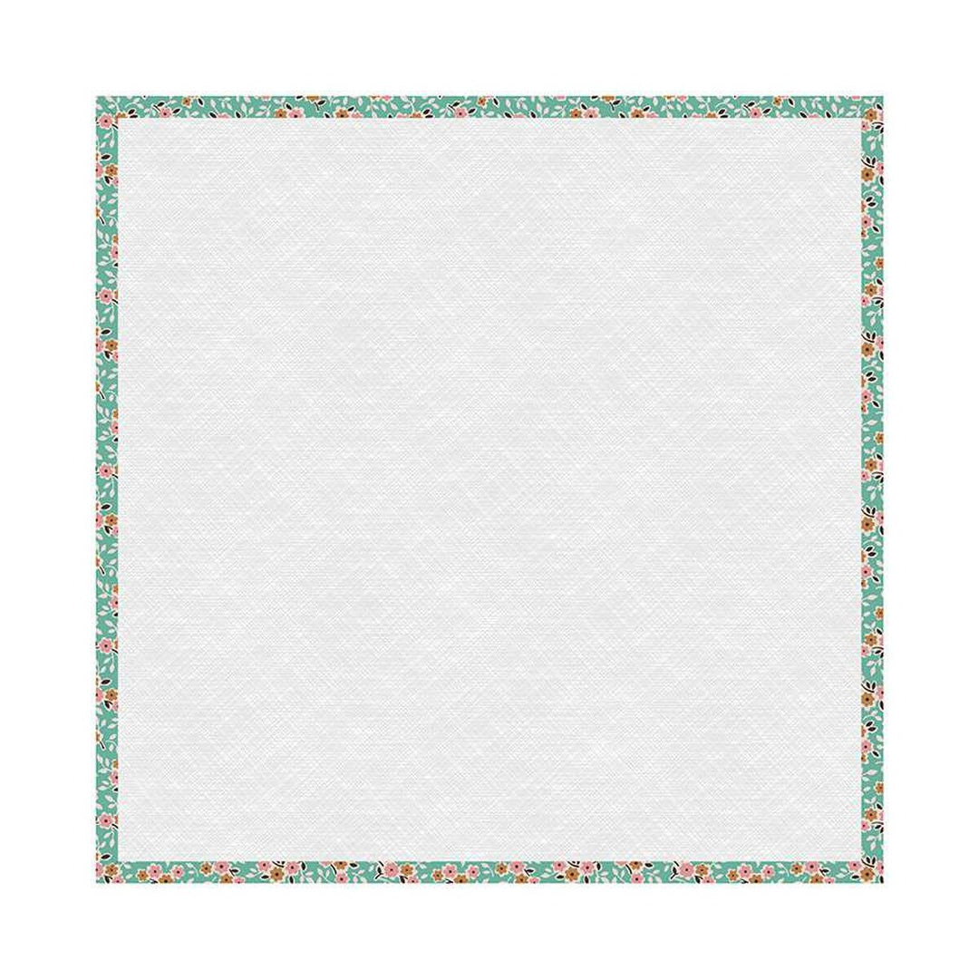 White design board with a decorative floral border on a white background
