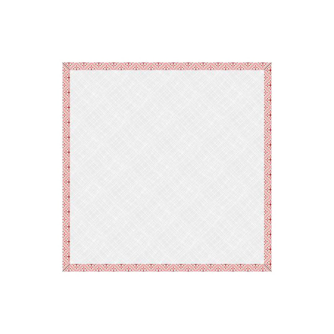 White design board with a red border on a white background