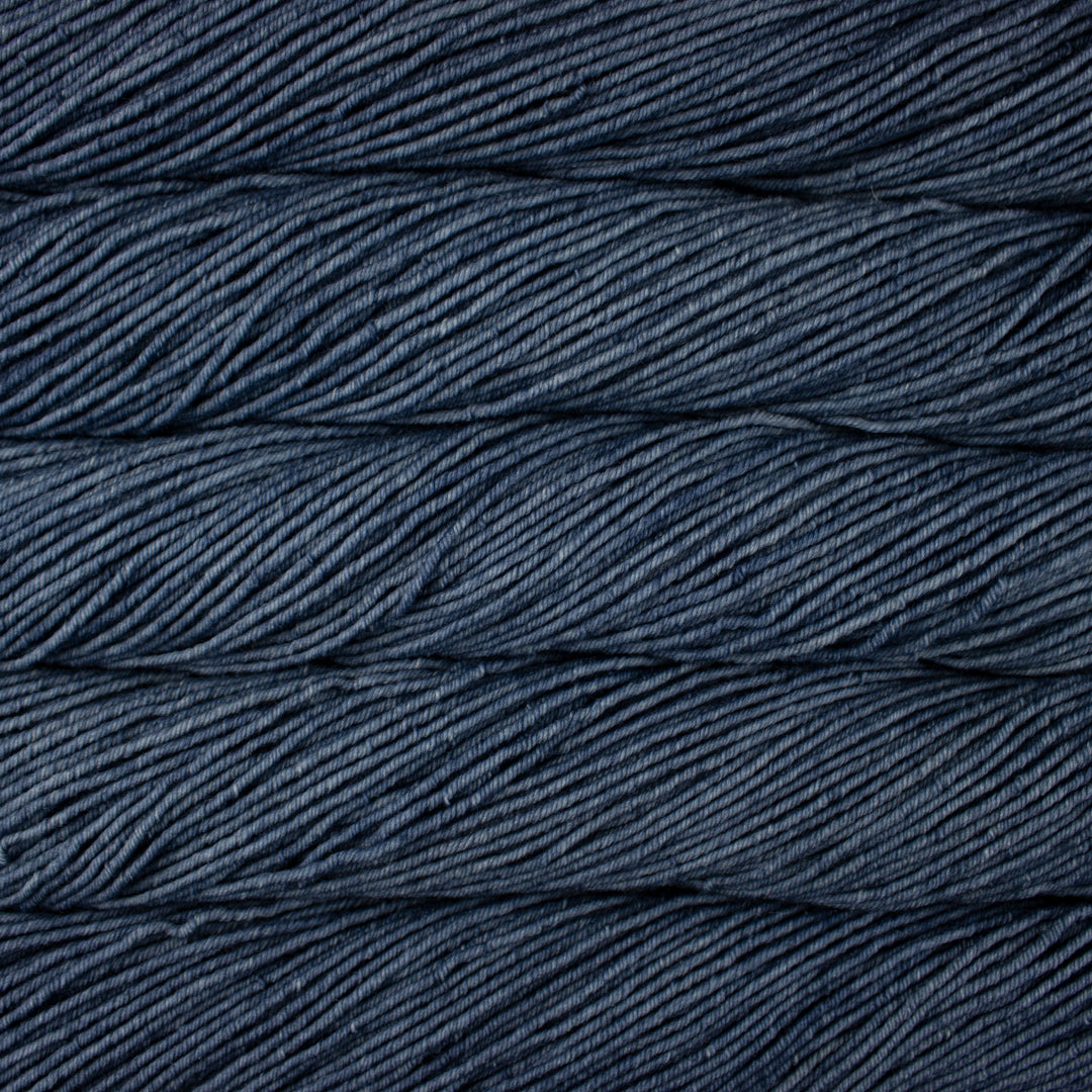 Close-up of blue yarn with a textured pattern