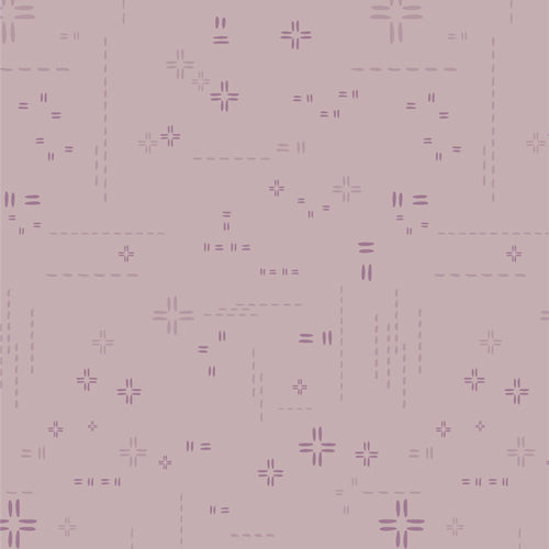 Lilac background with cross design and stitch marks