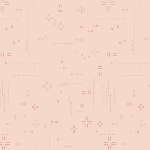 Pink background with cross design and stitch marks