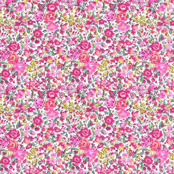 Floral pattern with pink flowers on a white background