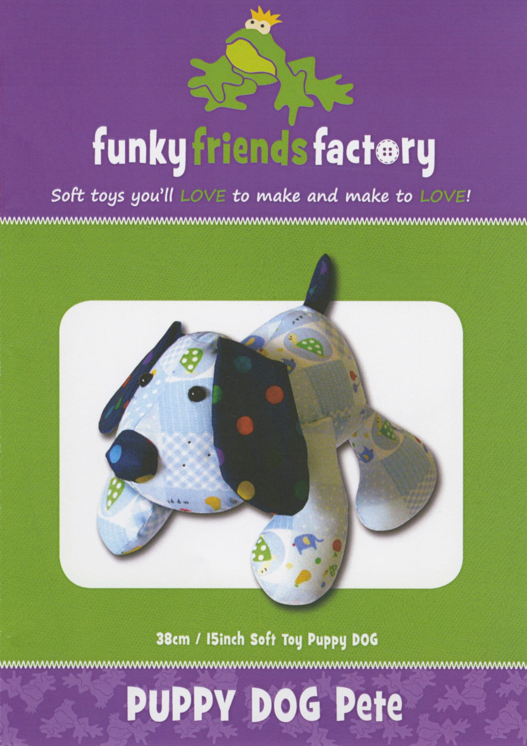 Puppy Dog Pete Soft Toy Sewing Pattern - FF4477 - Funky Friends Factory