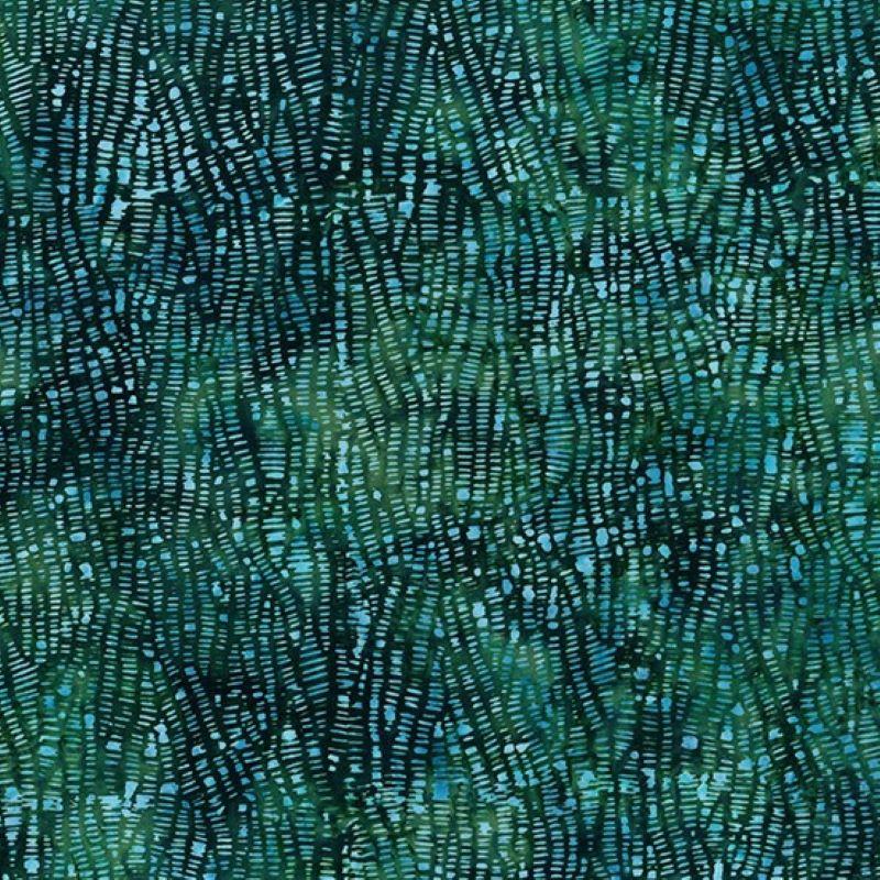 Textured green and blue patterned fabric