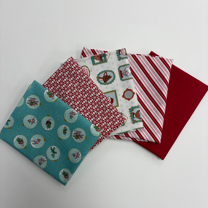 Collection of fabric swatches with various patterns on a white background