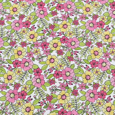 pink yellow and green floral print