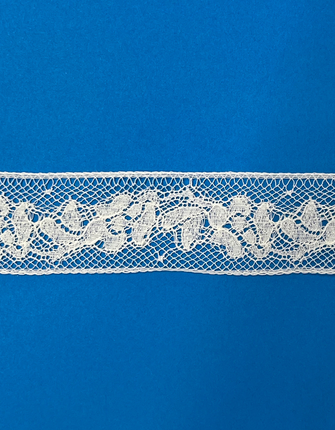 ecru lace on a blue background