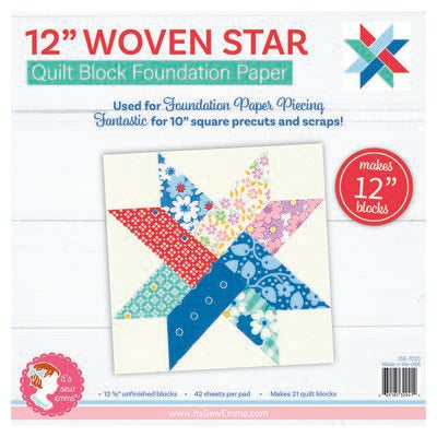 12in Woven Star Quilt Block Foundation Paper - ISE7023