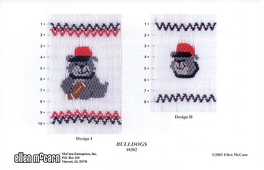 smocking design of bulldogs and a football