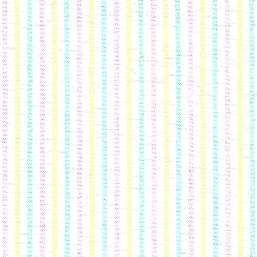pink, yellow, and seafoam striped seersucker fabric