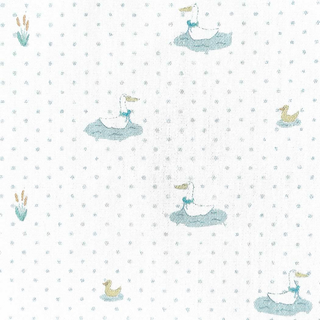 Pattern of ducks in boats on a white background